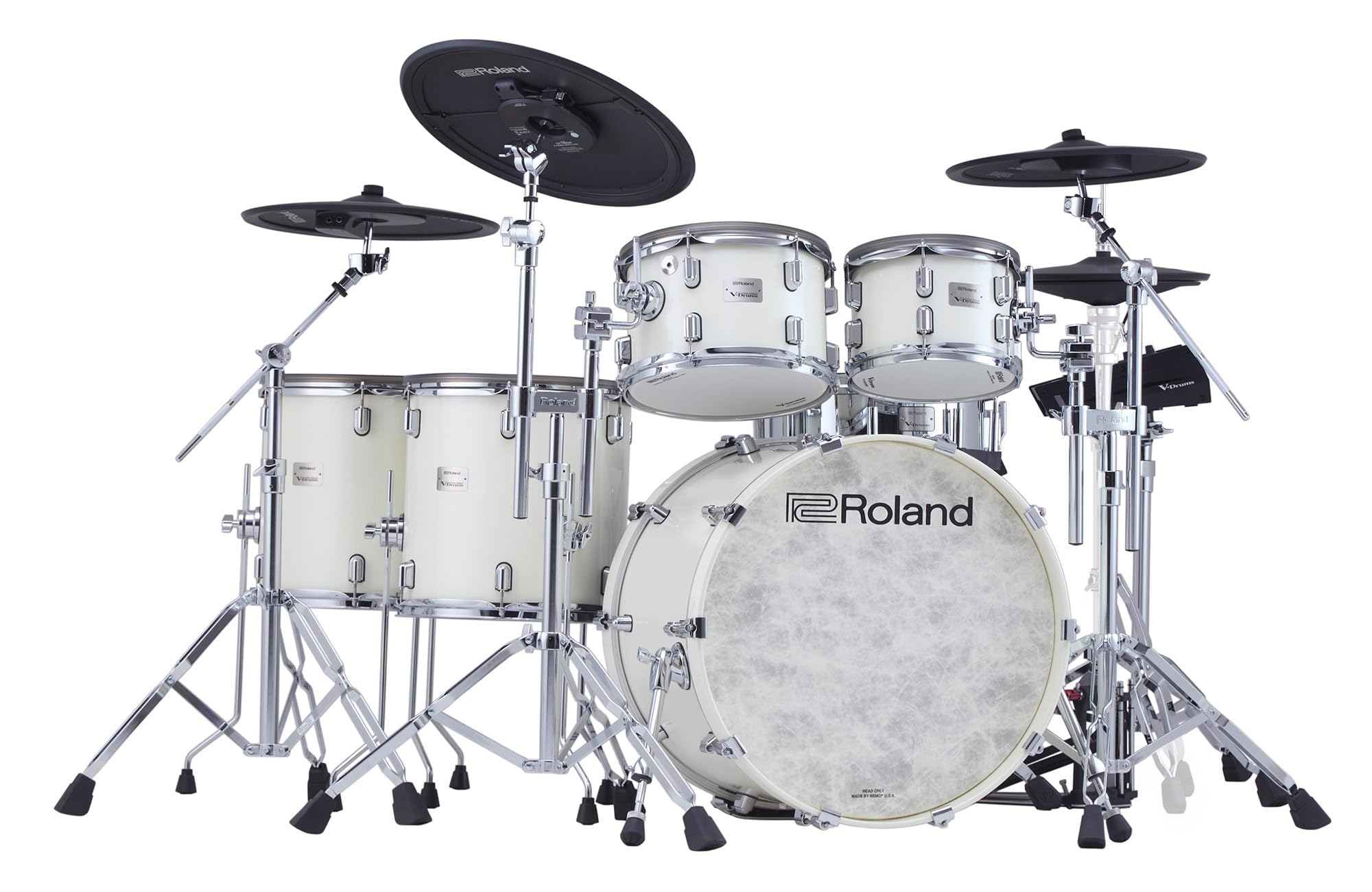 Roland VAD716-PW V-Drums Acoustic Design Electronic Drum Set - Pearl White w/ Audio Cable