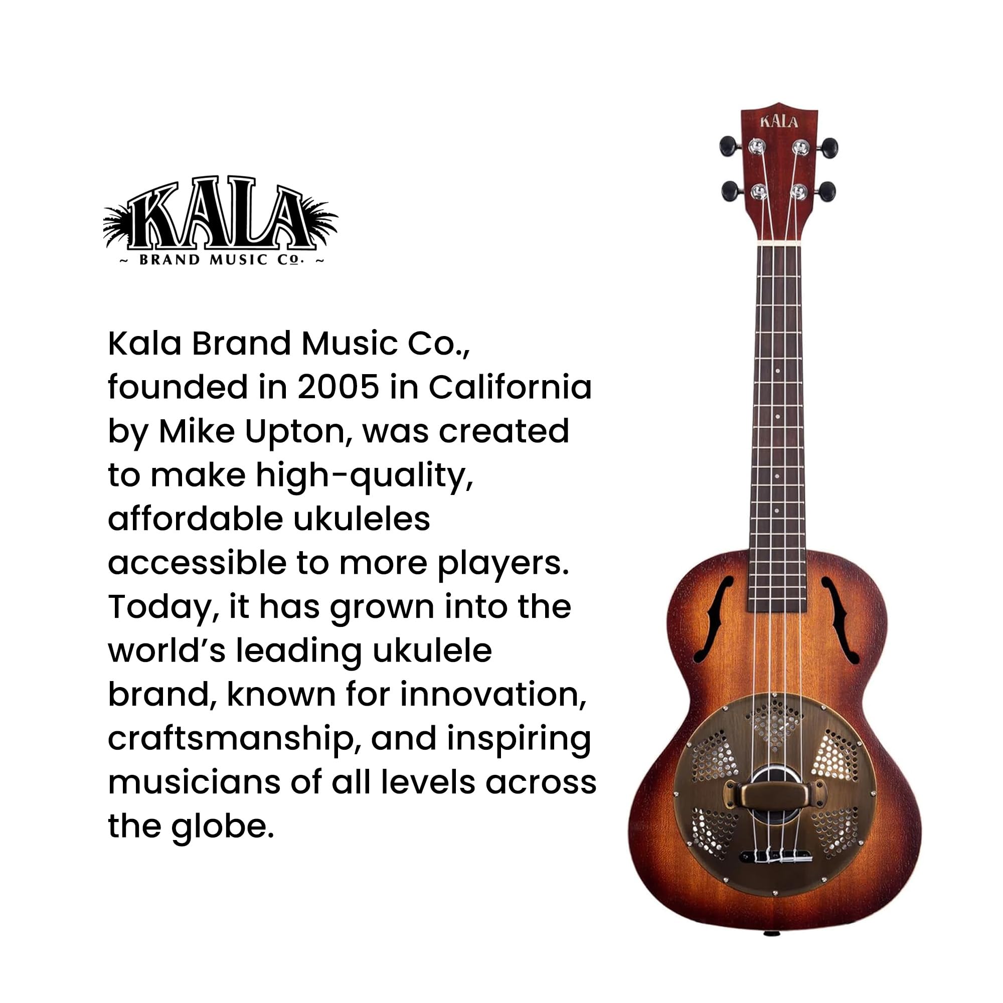 Kala KA-RES-BRS Tenor Resonator Ukulele with Brass Cover - Mahogany Burst