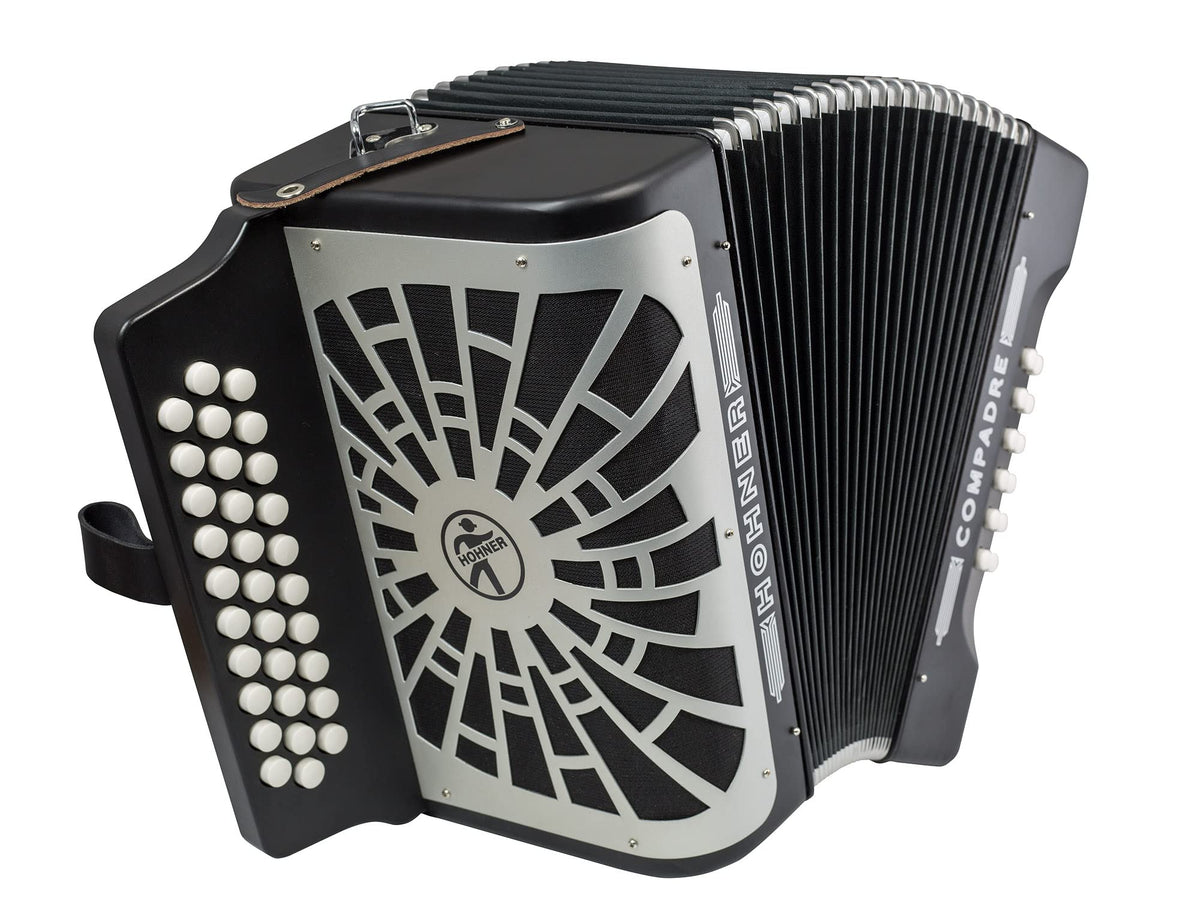 Hohner Compadre GCF 3-Row Diatonic Accordion - Black w/ Hard Case