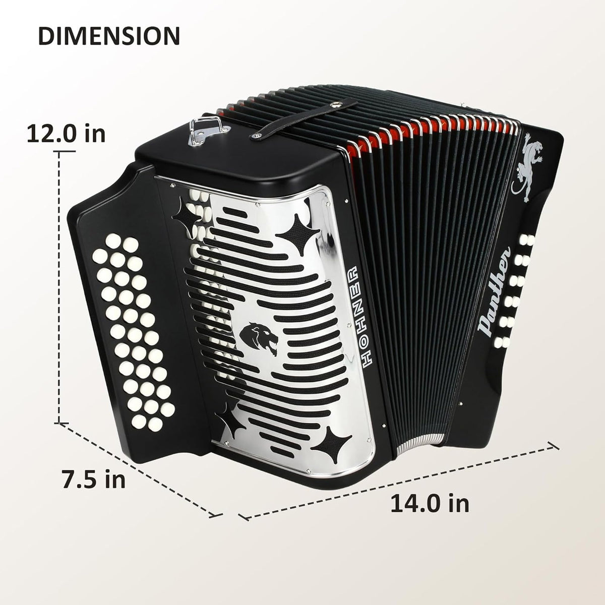 Hohner Panther Diatonic Accordion - Keys G/C/F w/ Gig Bag