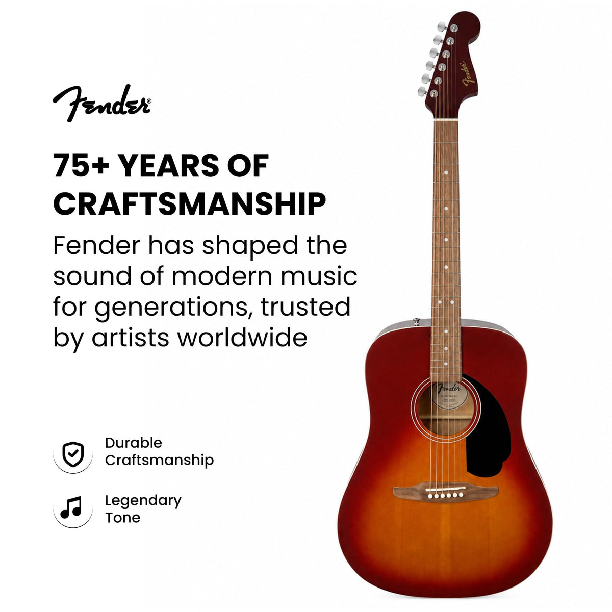 Fender California Redondo CE Dreadnought Acoustic-Electric Guitar - Garnet Burst w/ Case