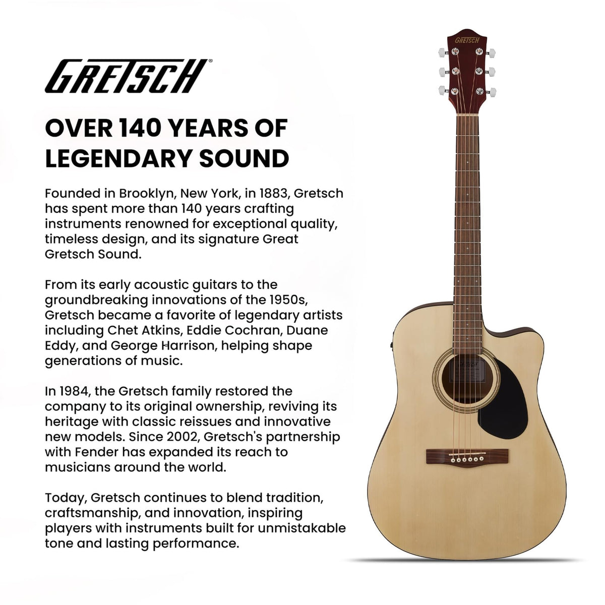 Gretsch Prelude D100CE Dreadnought Cutaway Acoustic-Electric Guitar - Natural