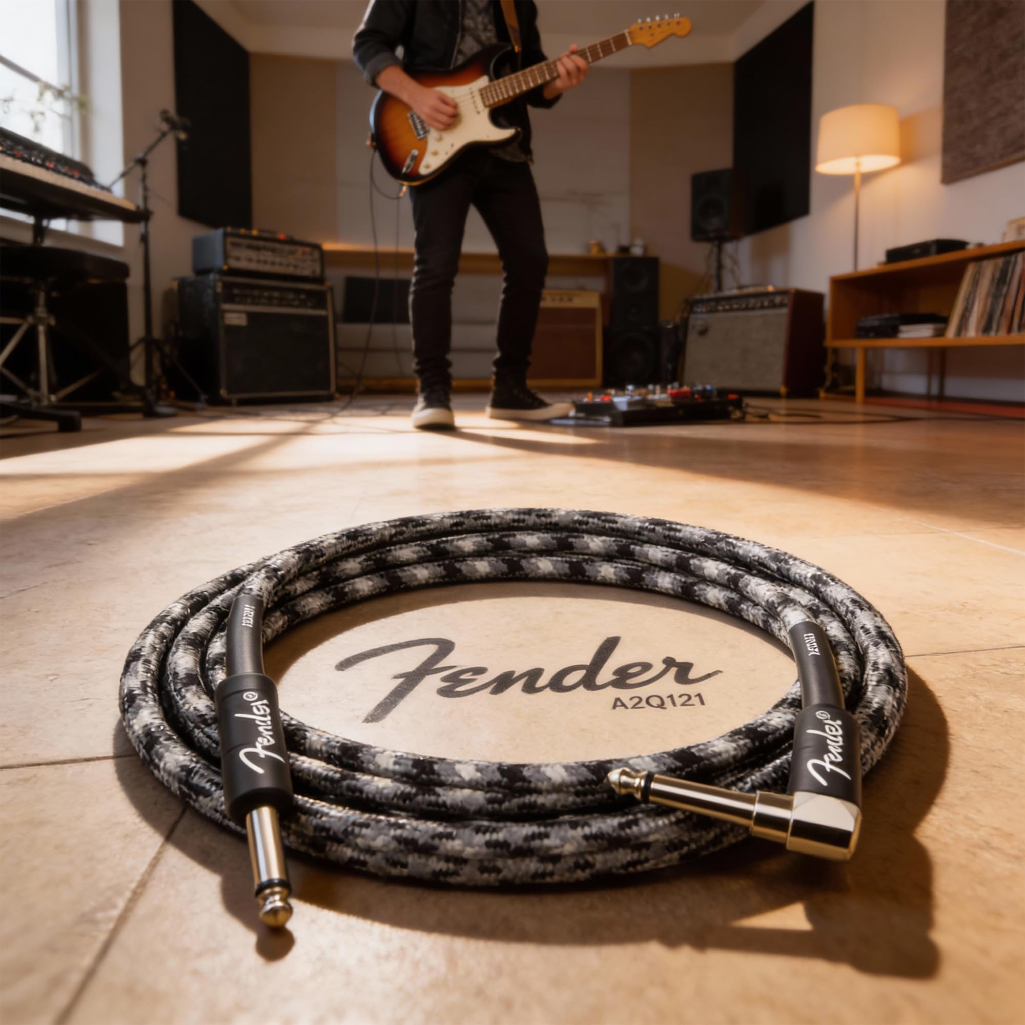 Fender 10-Foot Professional Instrument Cable, Straight-Angled, Winter Camo - 2 Pack