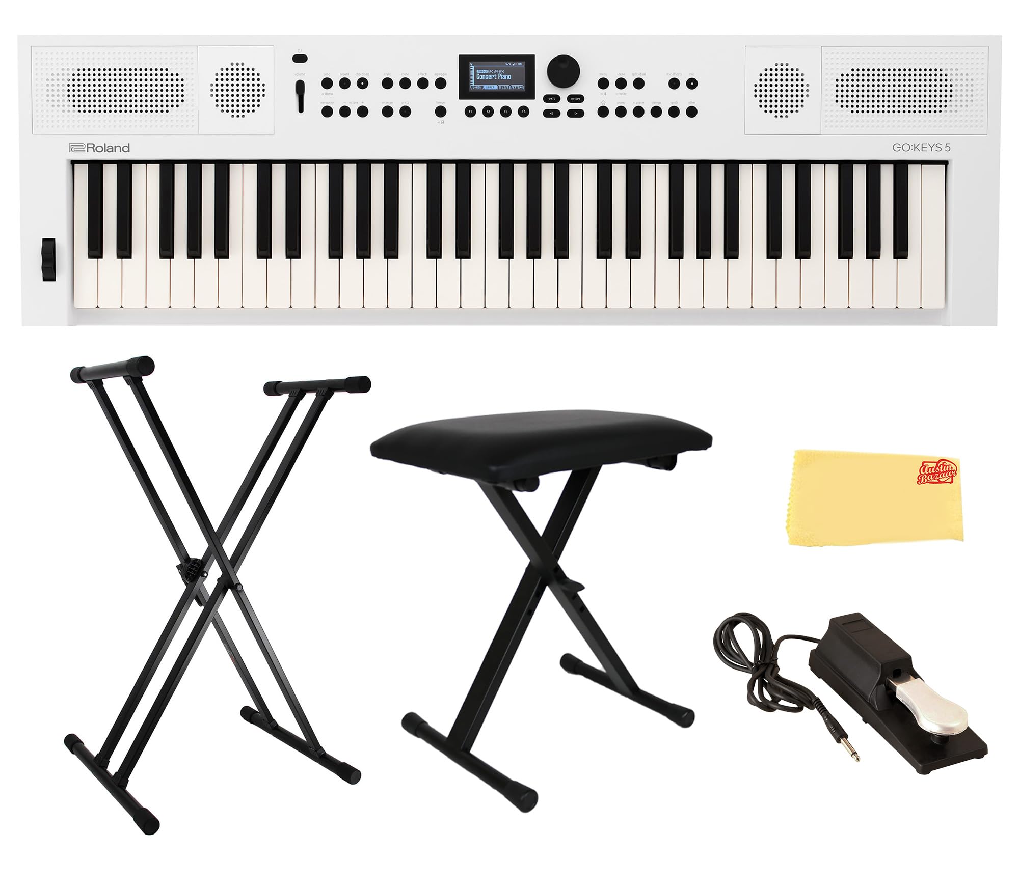 Roland GO:KEYS 5 Music Creation Keyboard - White w/ Adjustable Bench