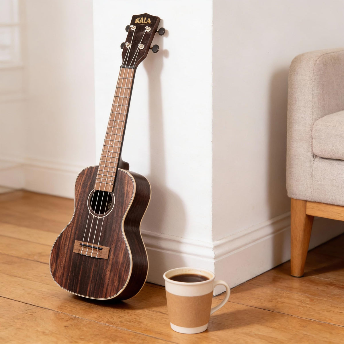 Kala KA-EBY-C Striped Ebony Concert Ukulele w/ Gig Bag