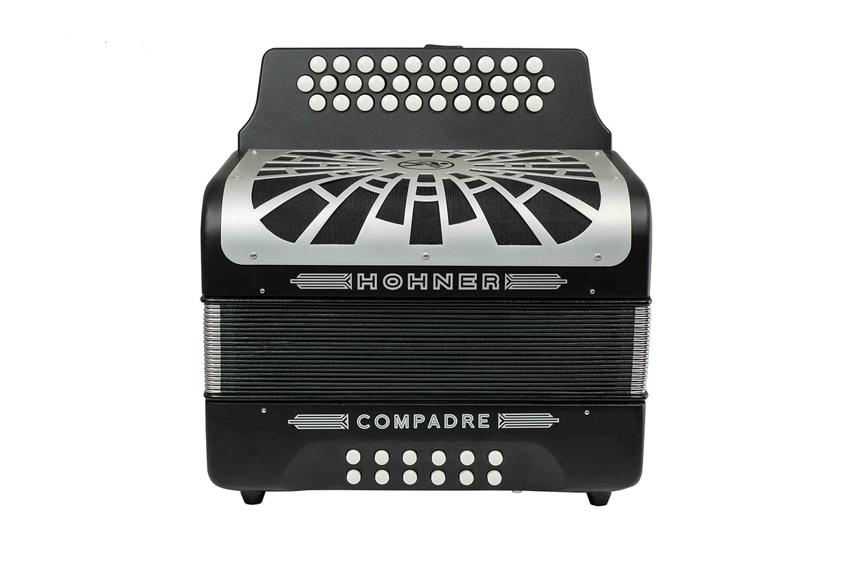Hohner Compadre GCF 3-Row Diatonic Accordion - Black w/ Gig Bag