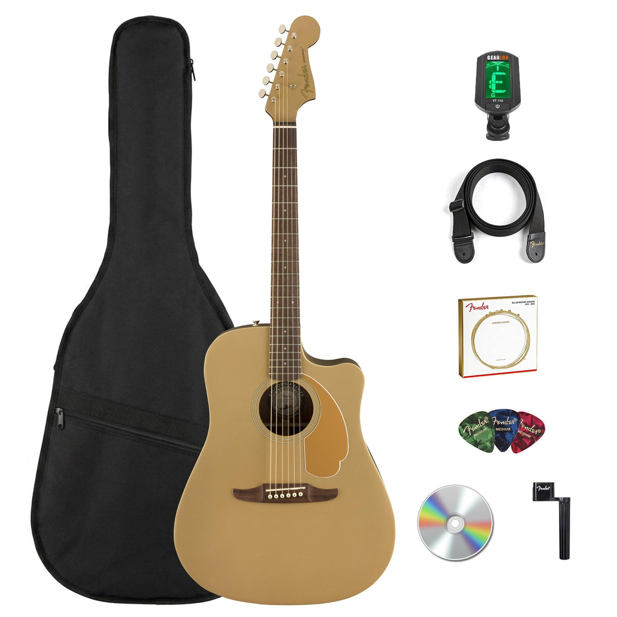 Fender Redondo Player Acoustic-Electric Guitar - Bronze Satin w/ Gig Bag
