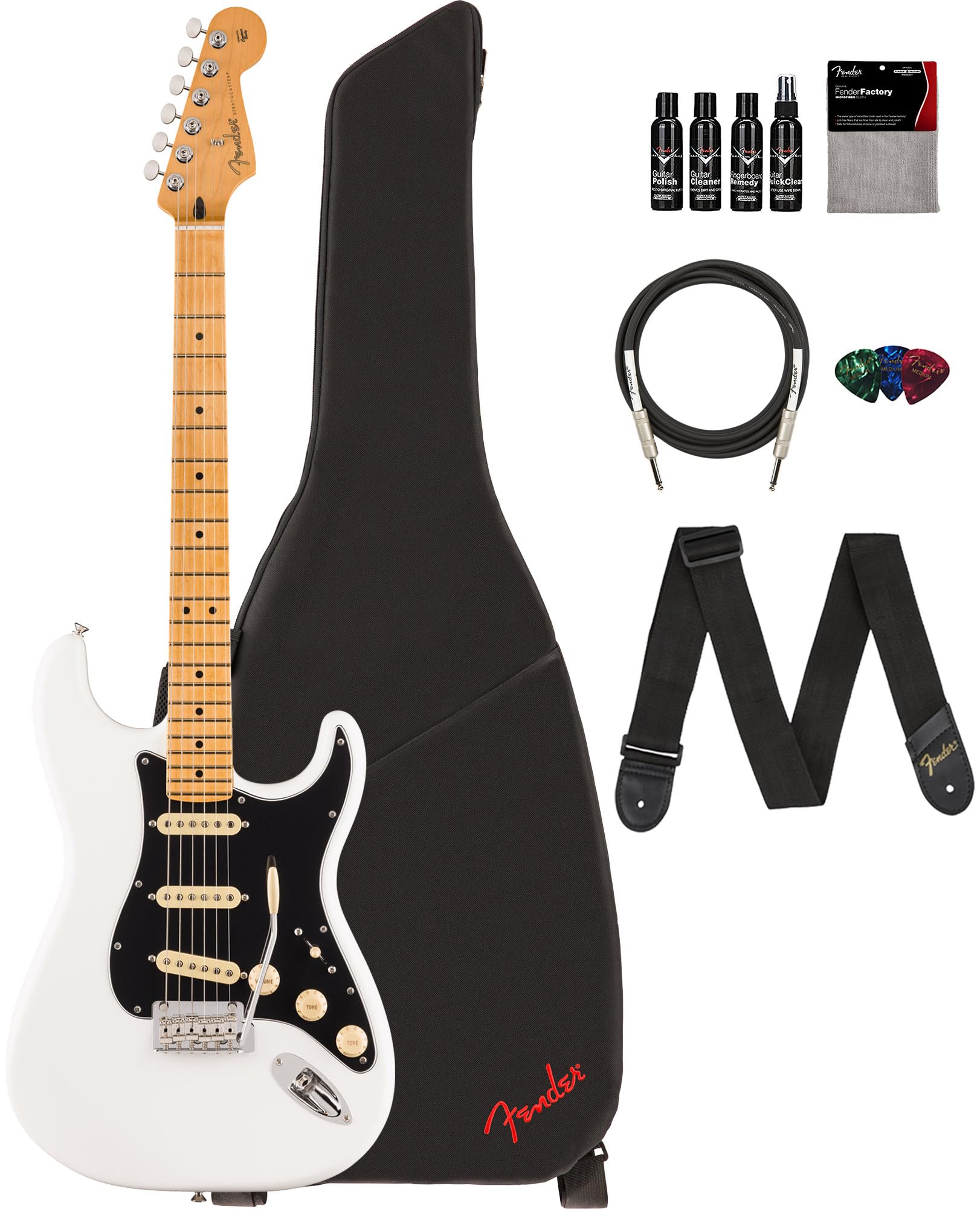 Fender Player II Stratocaster, Maple - Polar White w/ Cleaning Kit