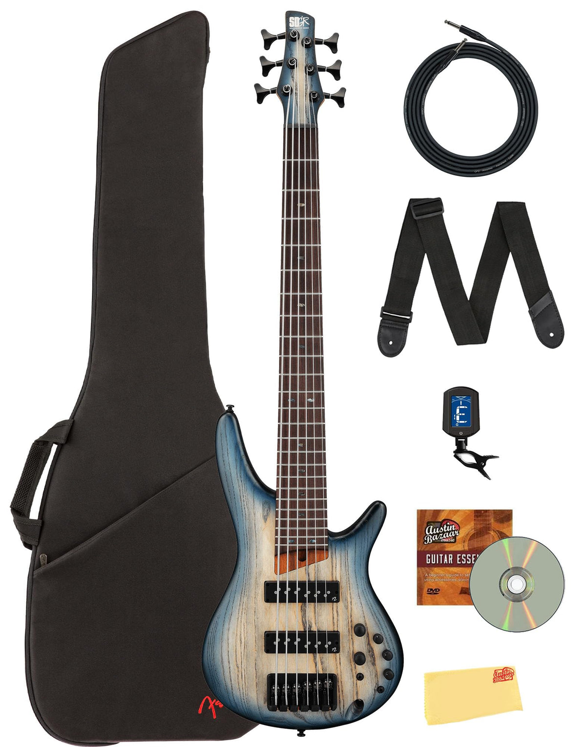 Ibanez SR606E SR Standard 6-String Bass Guitar - Cosmic Blue Starburst Flat w/ Gig Bag