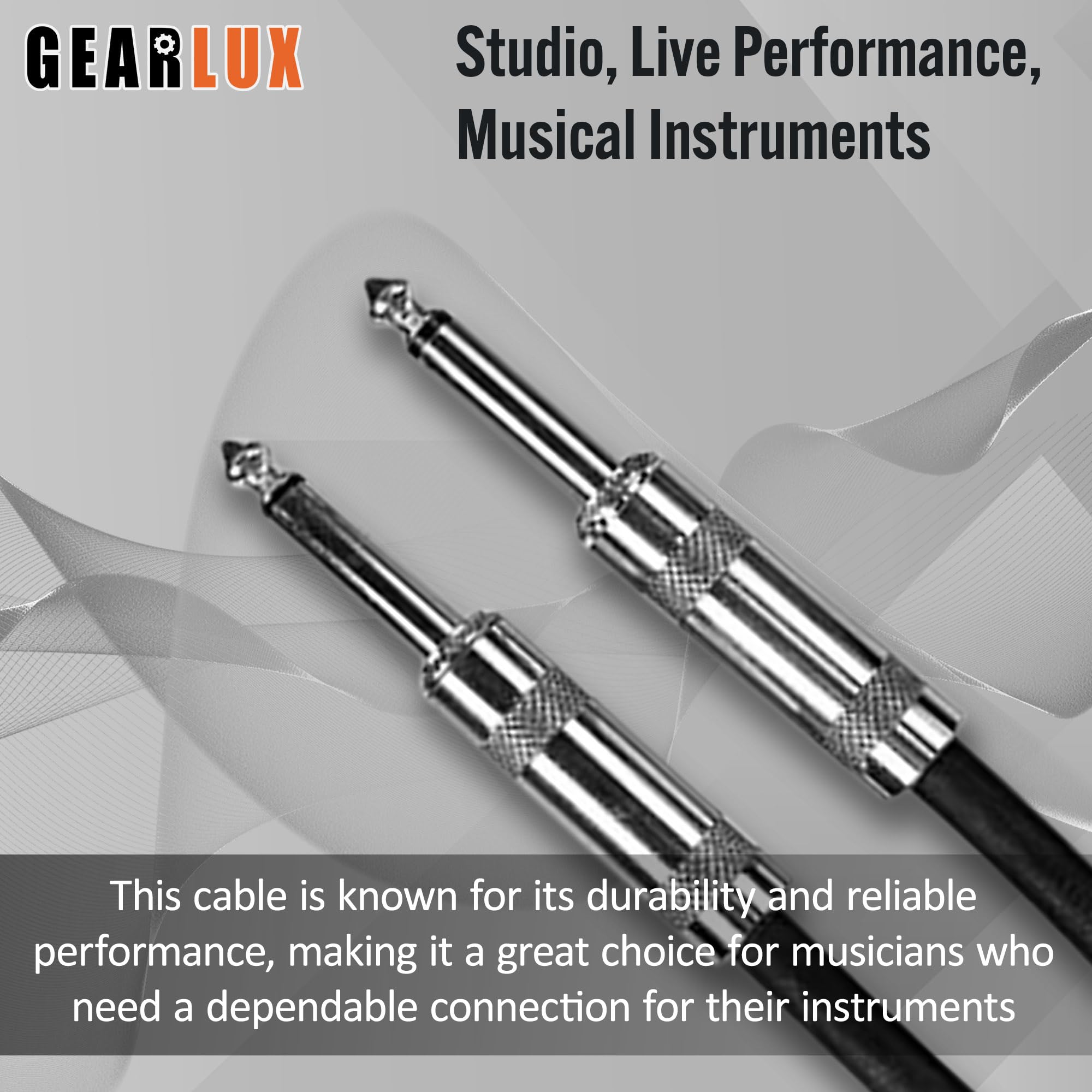 Gearlux Instrument Cable, 1/4 Inch, Straight-Straight, Tweed, 25 Foot