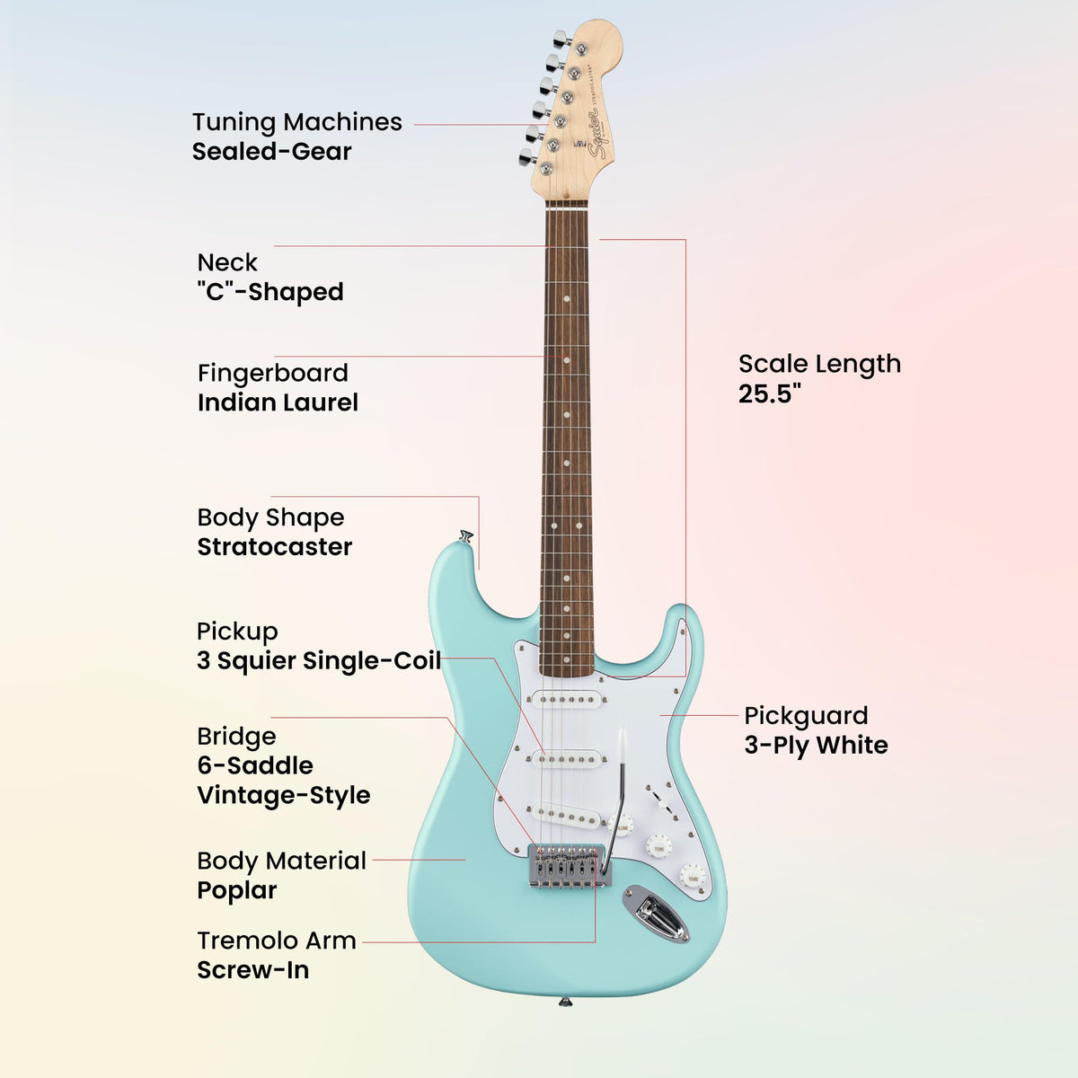 Fender Squier Stratocaster - Daphne Blue w/ Gig Bag