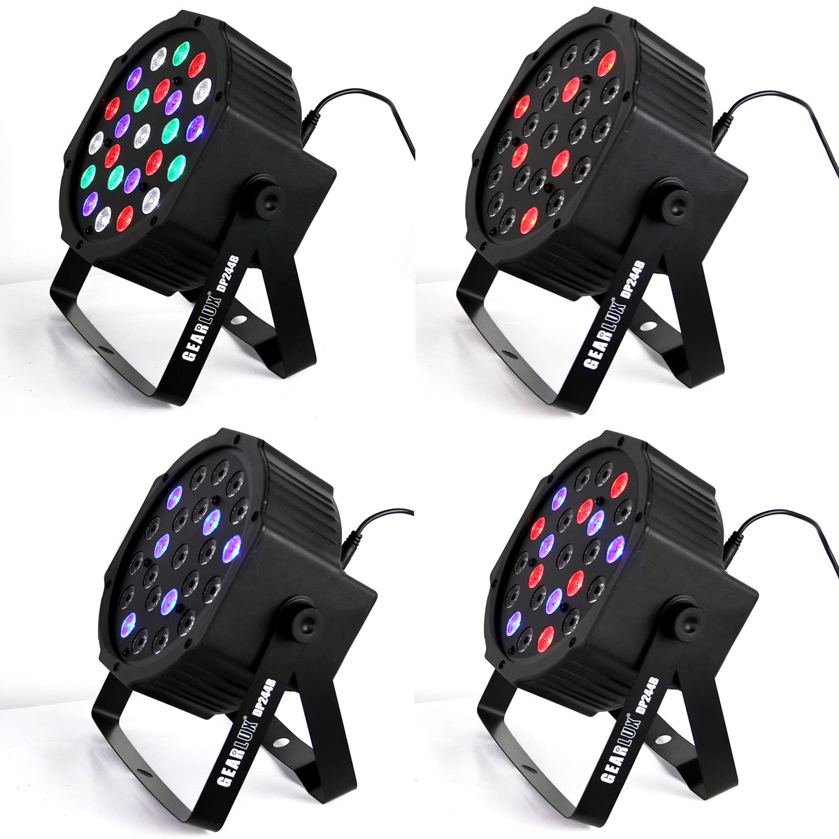 Gearlux 24PCS 1-Watt RGBW LED 8 Channel, Battery LED Stage Par Light