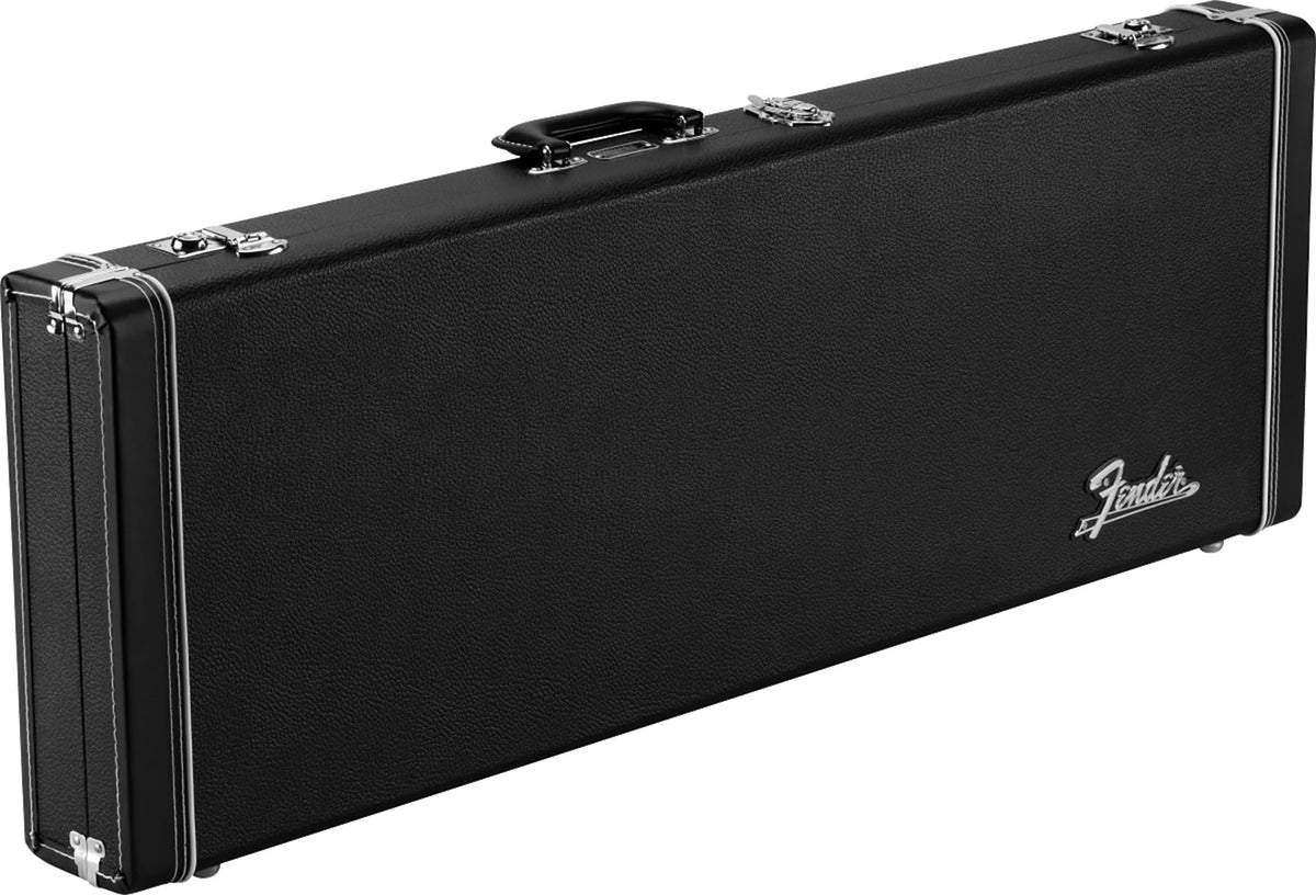 Fender Classic Stratocaster/Telecaster Wood Case - Black w/ Guitar Strap