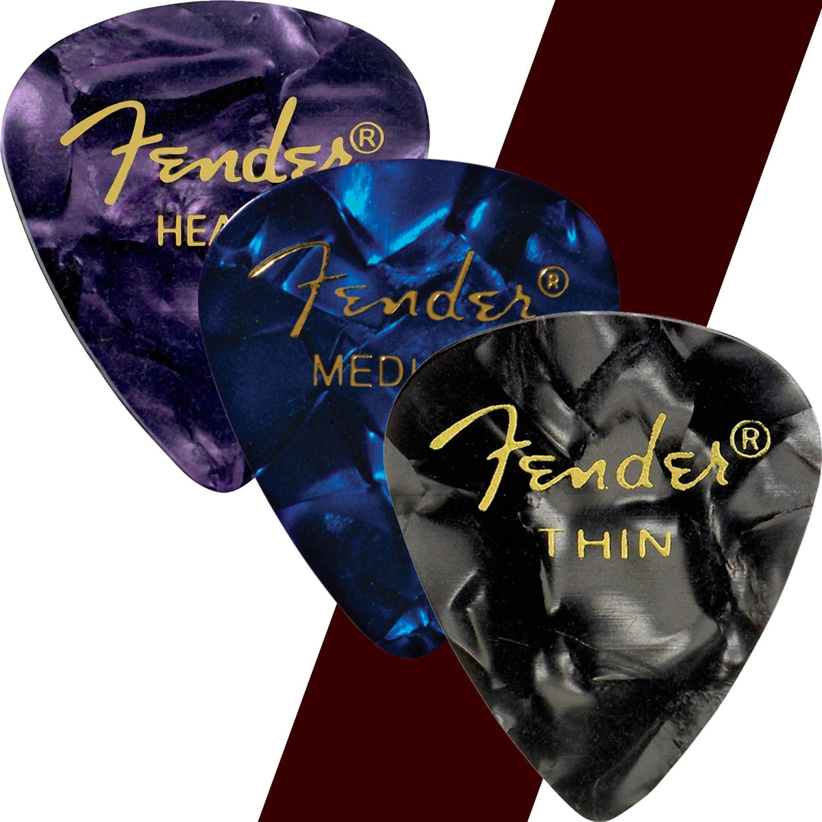 Fender Premium Guitar Pick Sampler, 24 Assorted - Tortoise Shell with Thin, Medium, and Heavy Gauges
