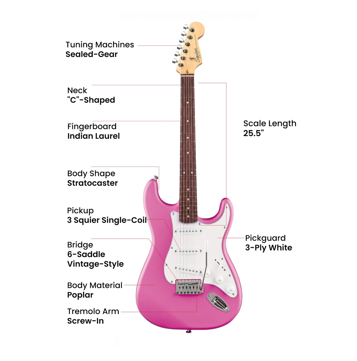 Fender Squier Stratocaster - Flash Pink