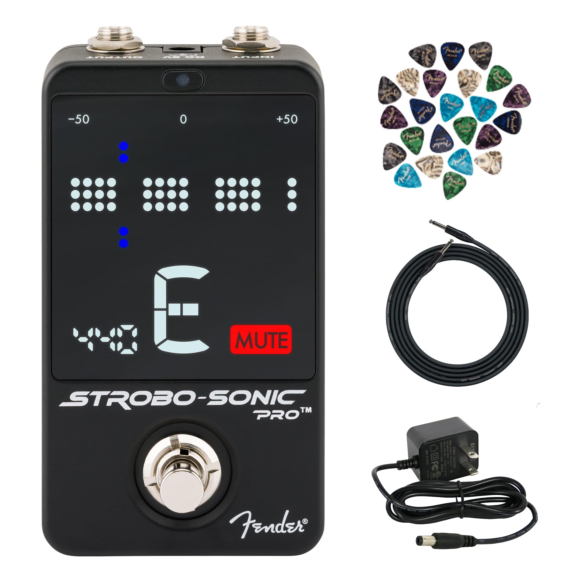 Fender Strobo-Sonic Pro Strobe Guitar Tuner Pedal w/ Power Supply