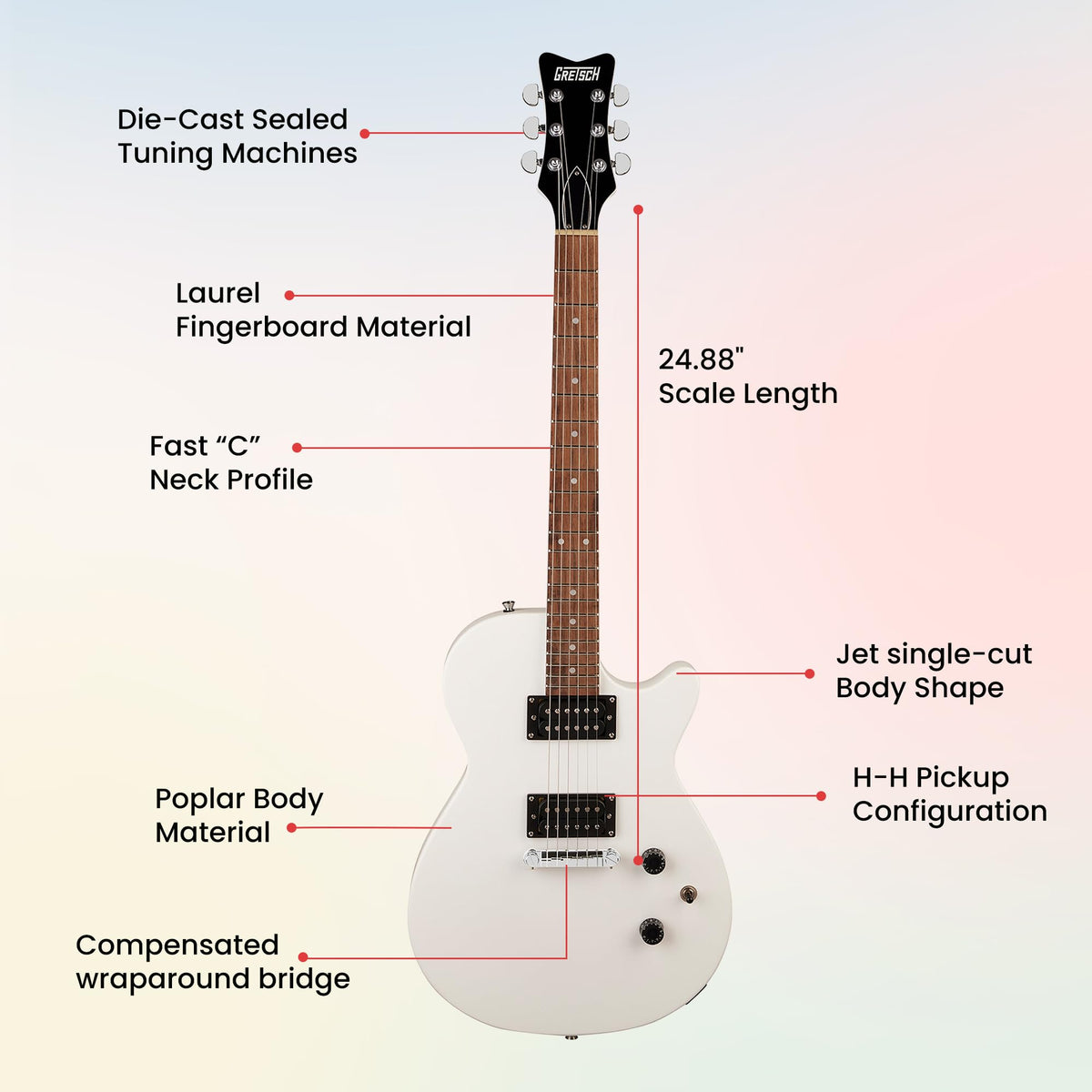 Gretsch Ignite Jet Club Electric Guitar - Lightning White