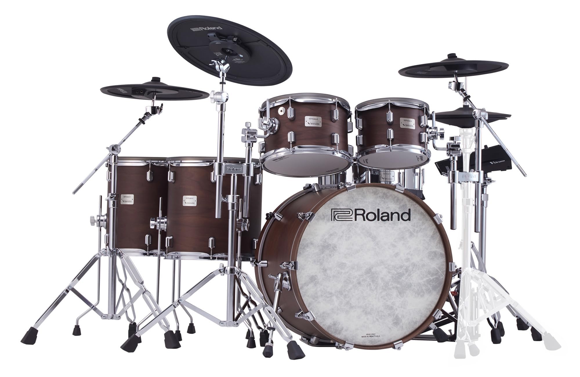 Roland VAD716 V-Drums Acoustic Design Electronic Drum Set - Satin Walnut w/ Drumstick Bag