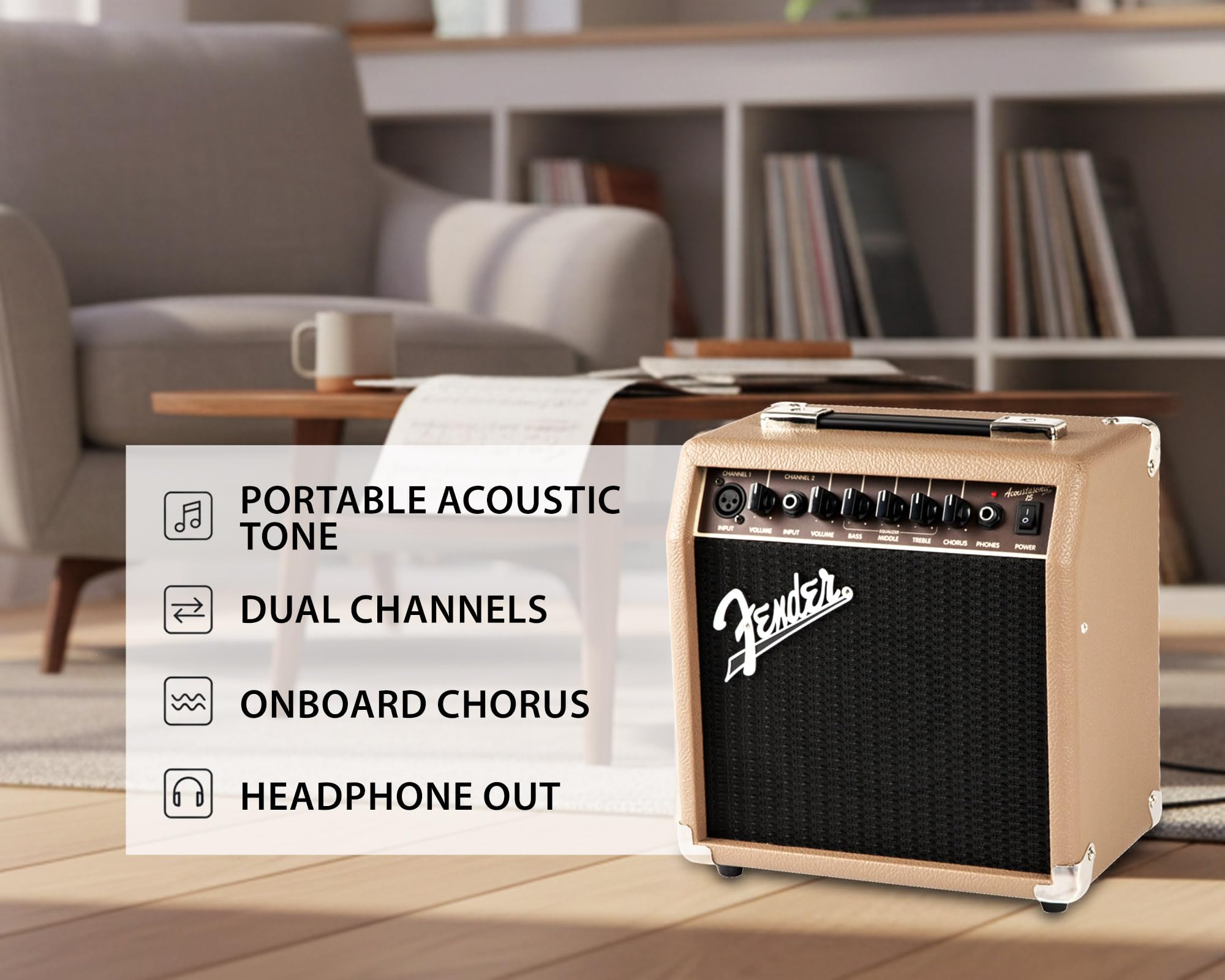 Fender Acoustasonic 15 Acoustic Guitar Amplifier w/ Instrument Cable