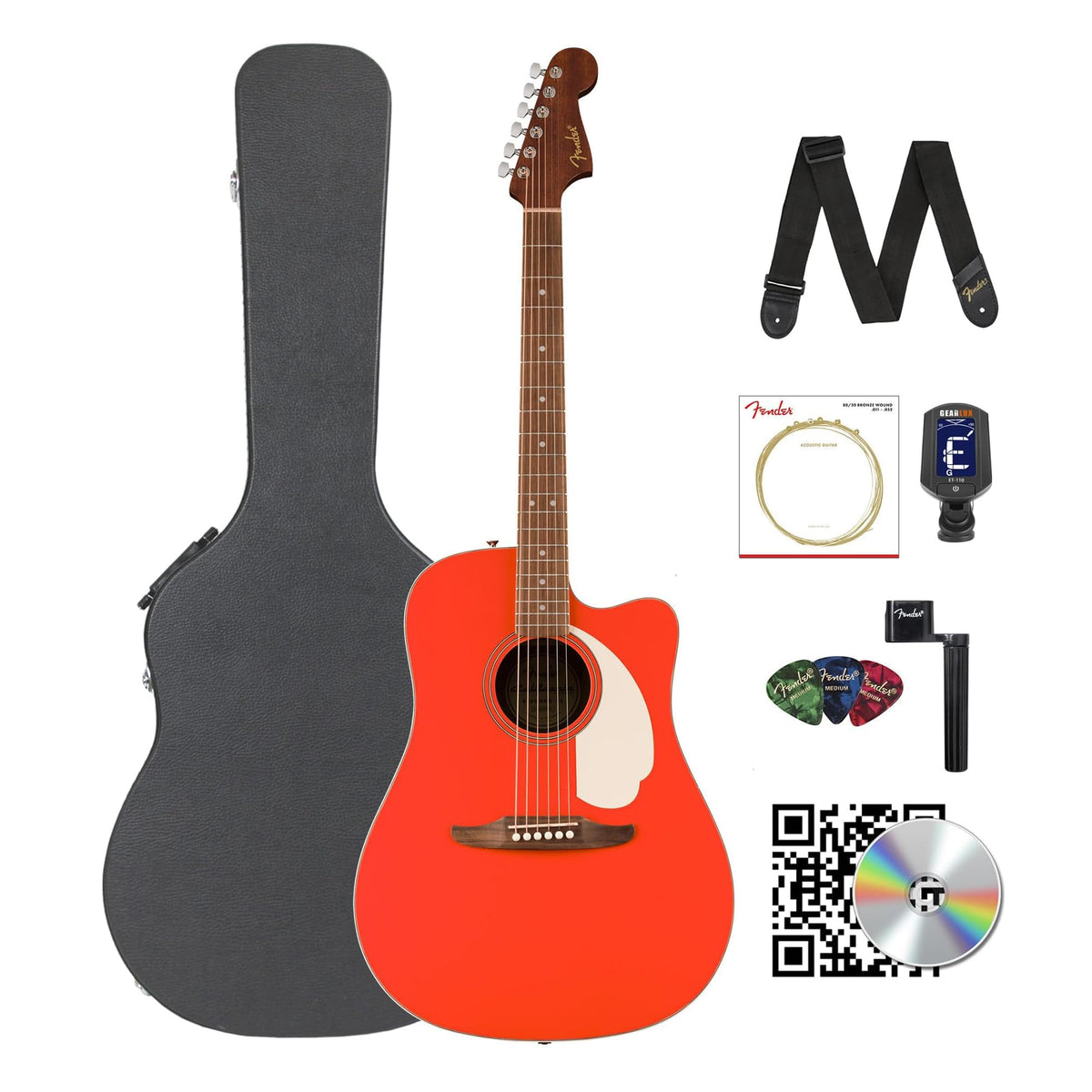 Fender California Standard Redondo CE Dreadnought Acoustic-Electric Guitar - Fiesta Red w/ Case