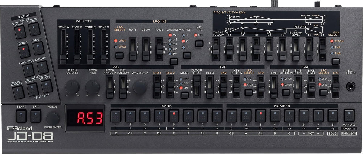 Roland JD-08 Sound Module Programmable Synthesizer w/ MIDI Cable