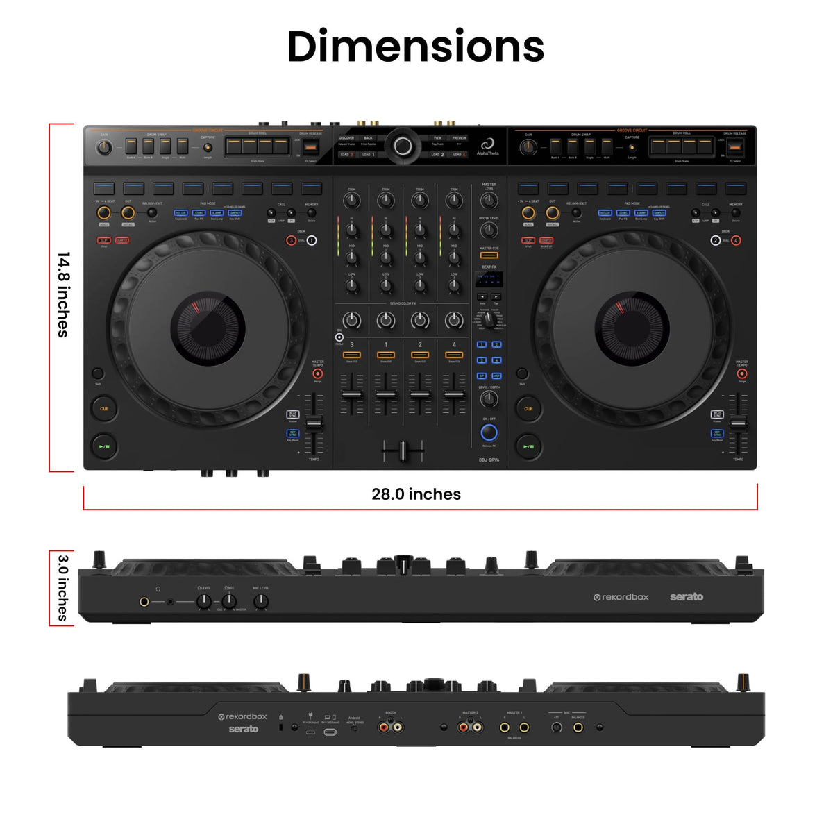 Pioneer DJ AlphaTheta DDJ-GRV6 4-Channel Performance DJ Controller w/ Laptop Stand