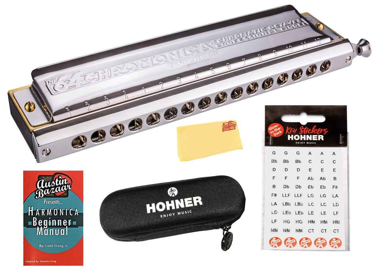 Hohner 64 Chromonica Harmonica - Key of C w/ Zip Pouch