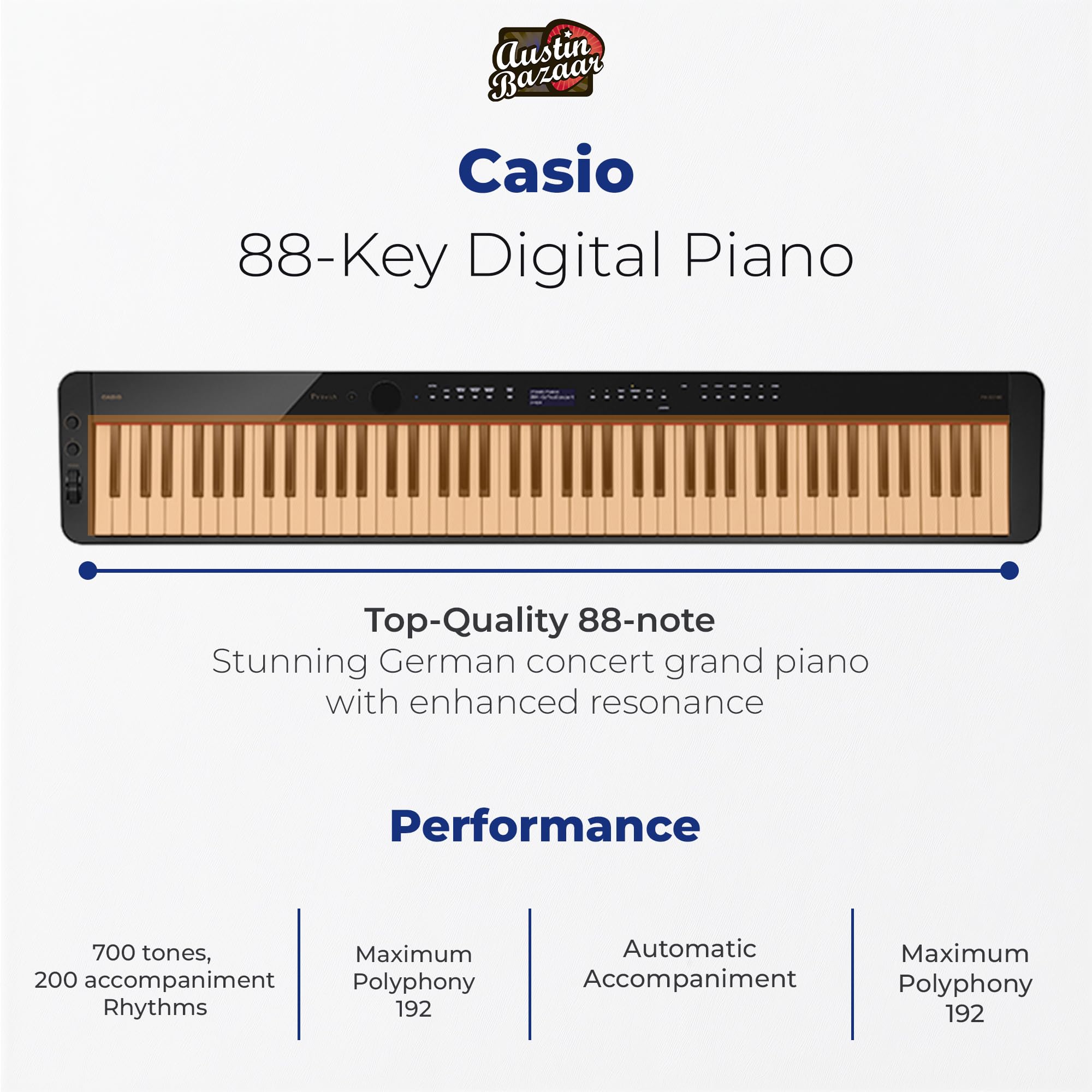 Casio PX-S3100 Privia Slim Digital Piano - Black w/ SP-34 Three-Pedal System