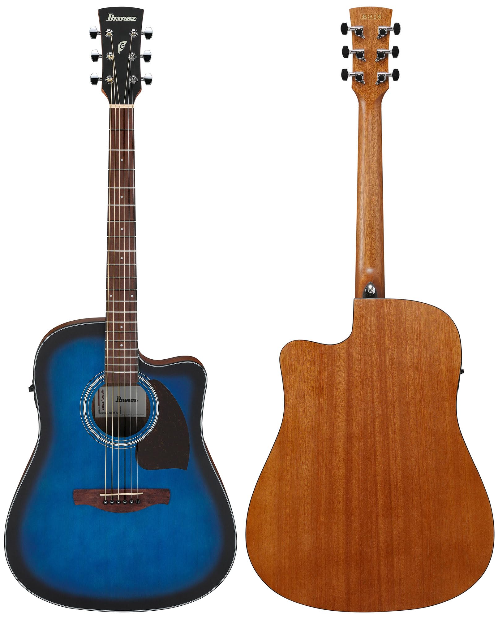 Ibanez PF50CE PF Performance Dreadnought Acoustic-Electric Guitar - Transparent Blue Sunburst w/ Hard Case