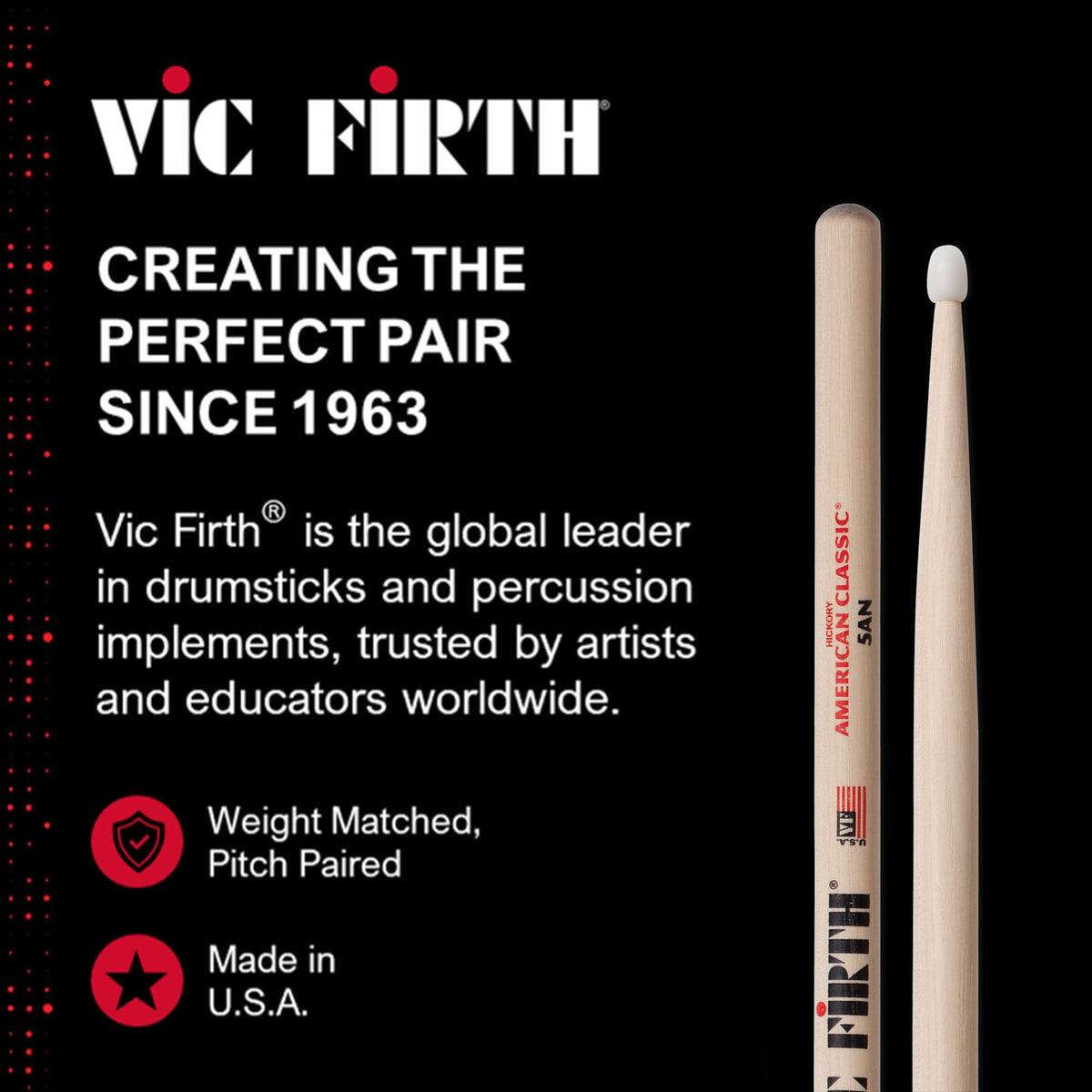 Vic Firth American Classic 5A Nylon Tip Drumsticks