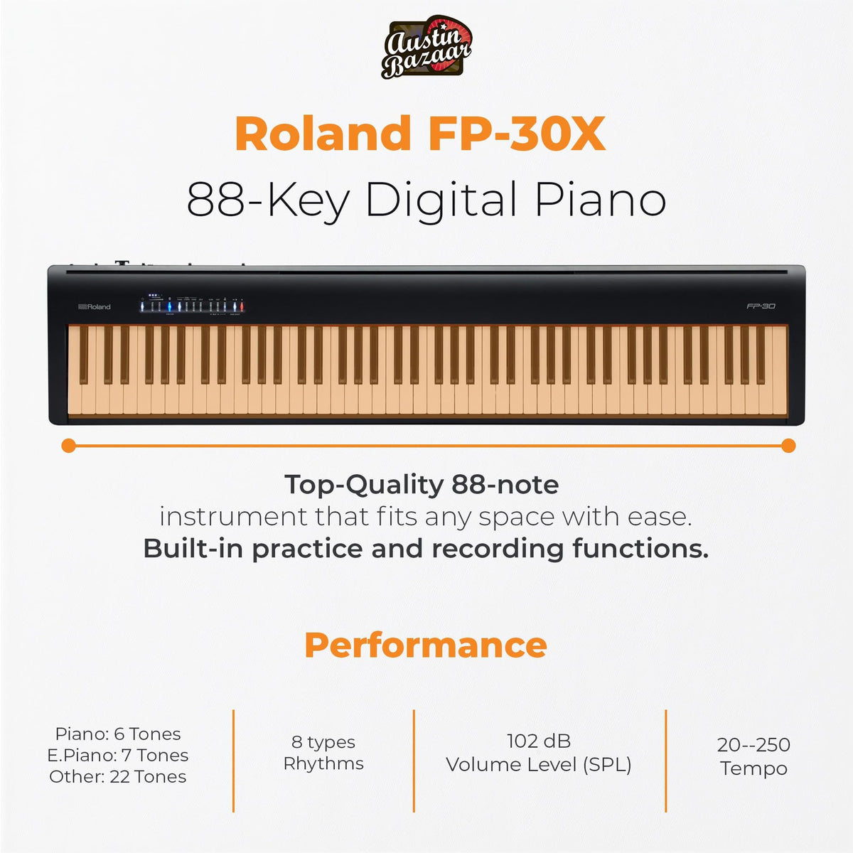 Roland FP-30X 88-Key Digital Piano - Black w/ Sustain Pedal