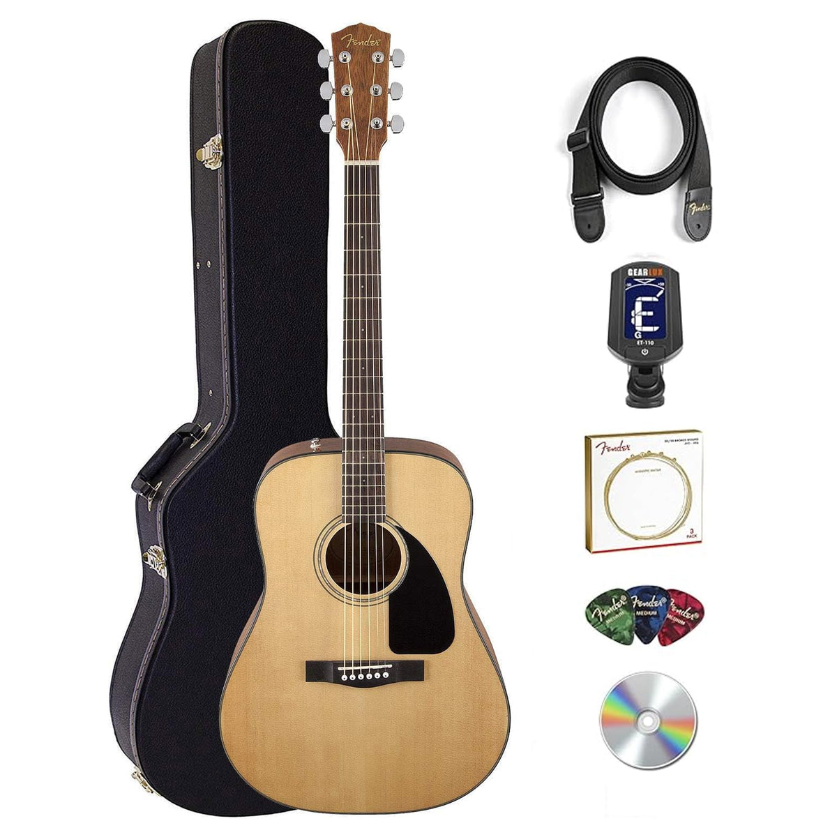 Fender CD-60 Dreadnought Acoustic Guitar - Natural w/ Hard Case