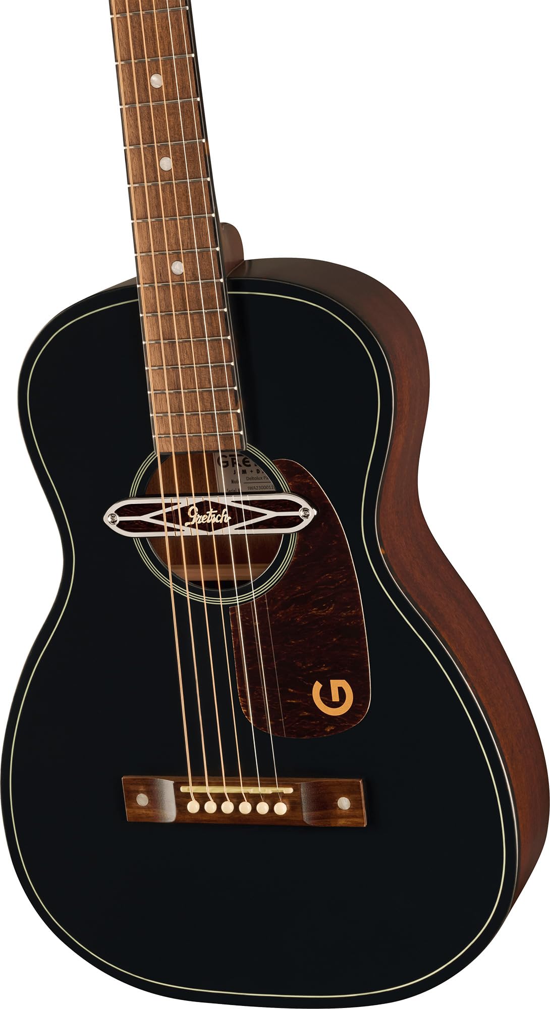 Gretsch Jim Dandy Deltoluxe Parlor Short Scale Acoustic-Electric Guitar - Black Top w/ Strap