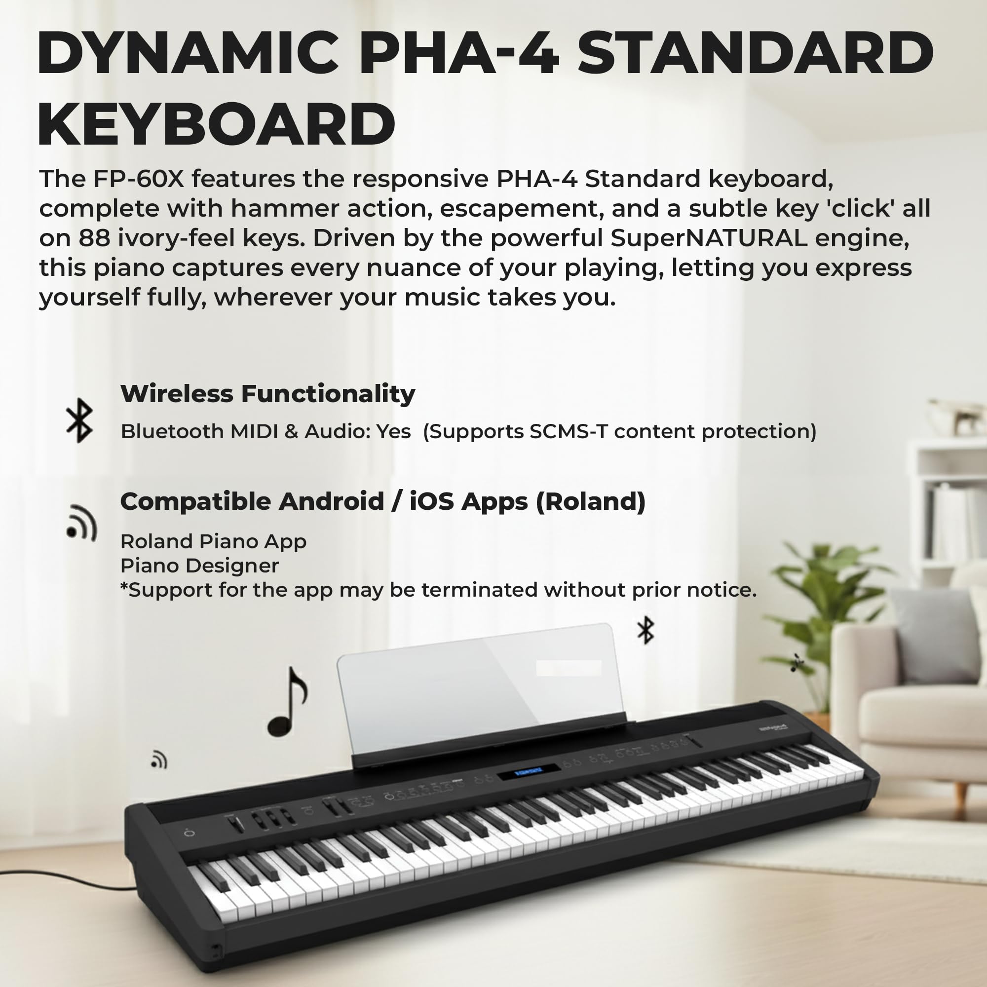 Roland FP-60X Digital Piano - Black w/ Roland KSC-72 Stand