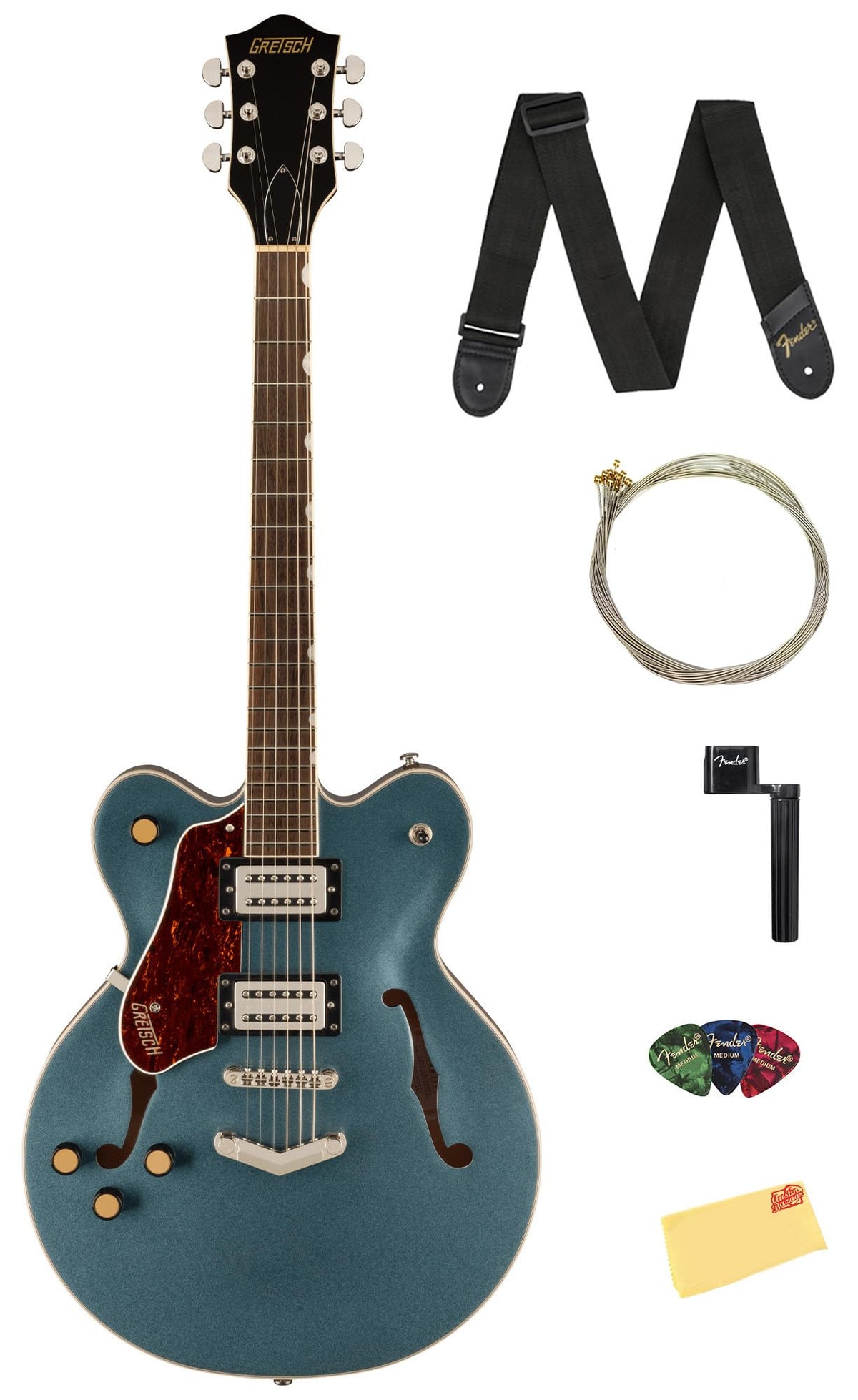 Gretsch G2622LH Streamliner Center Block Double-Cut Left-Handed Electric Guitar - Gunmetal w/ Strap