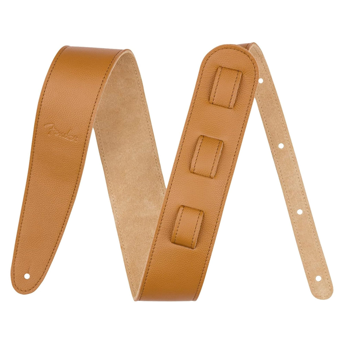 Fender Top-Grain Leather Guitar Strap - Laurel Tan w/ Red Strap Blocks