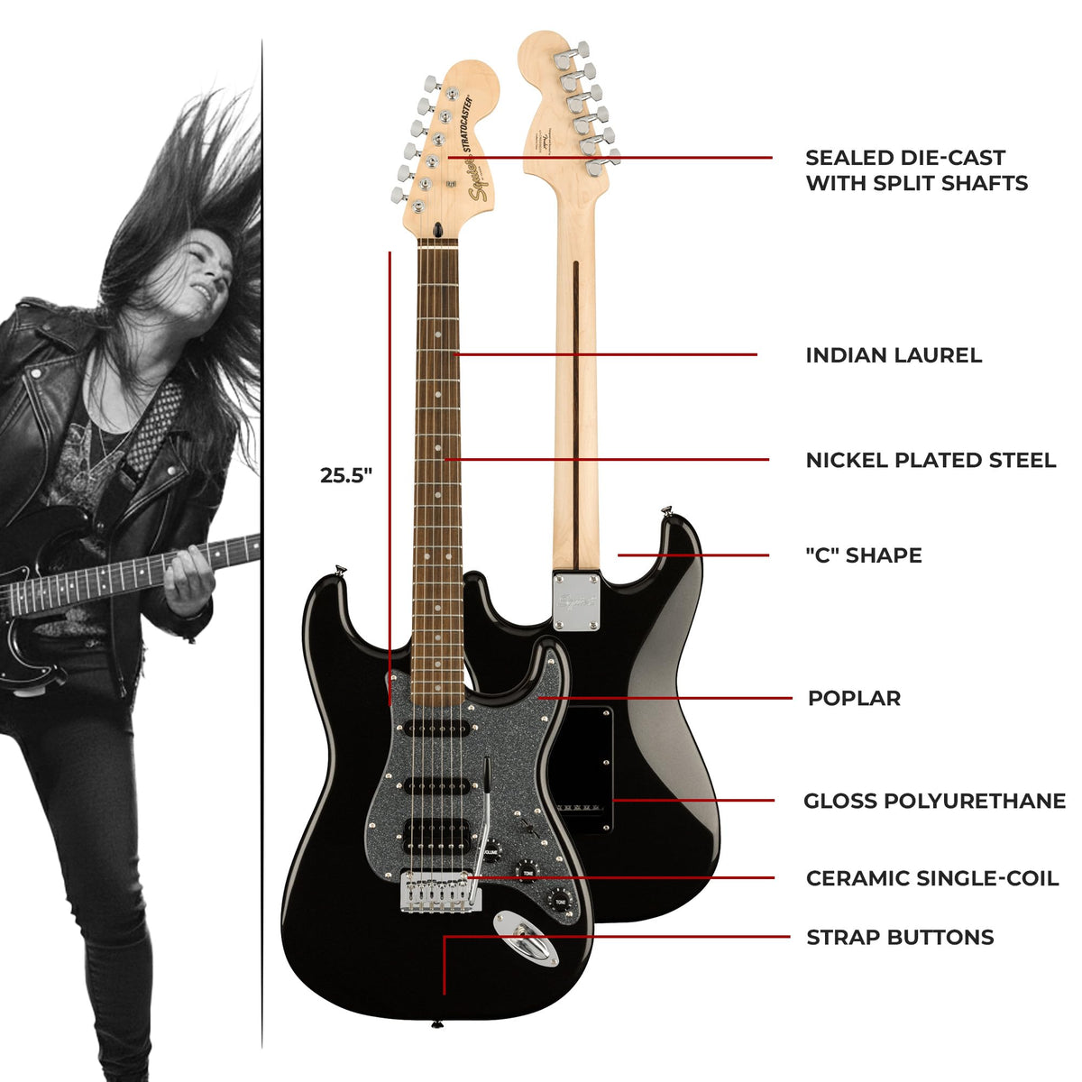 Fender Squier Affinity Stratocaster HSS - Metallic Black