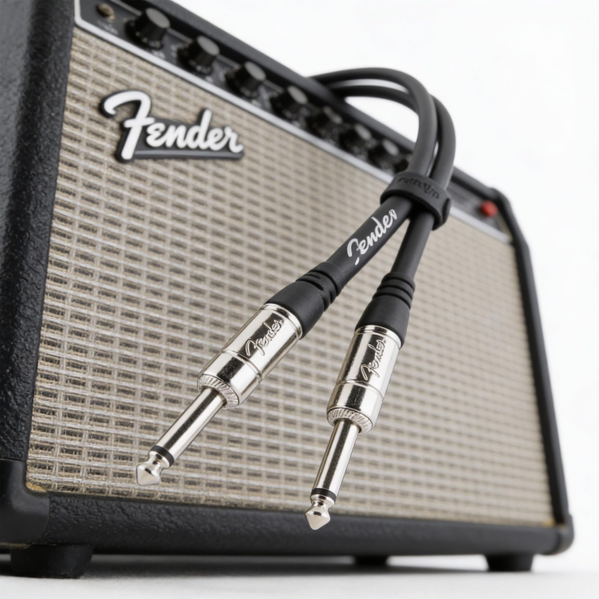 Fender Contour 10-Foot Instrument Cable, Straight-Straight, Black - 2 Pack