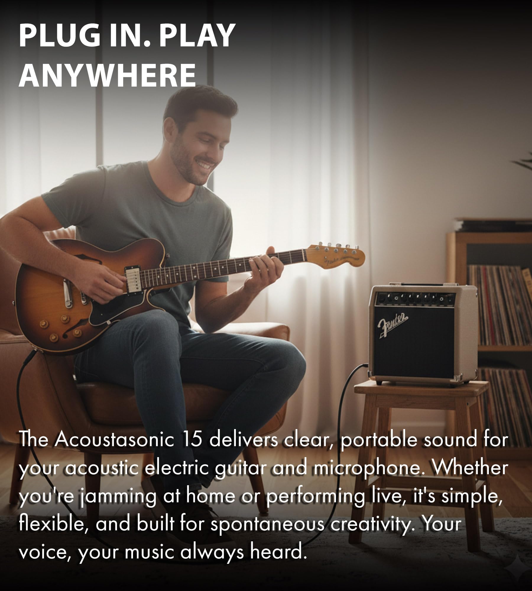 Fender Acoustasonic 15 Acoustic Guitar Amplifier w/ Instrument Cable