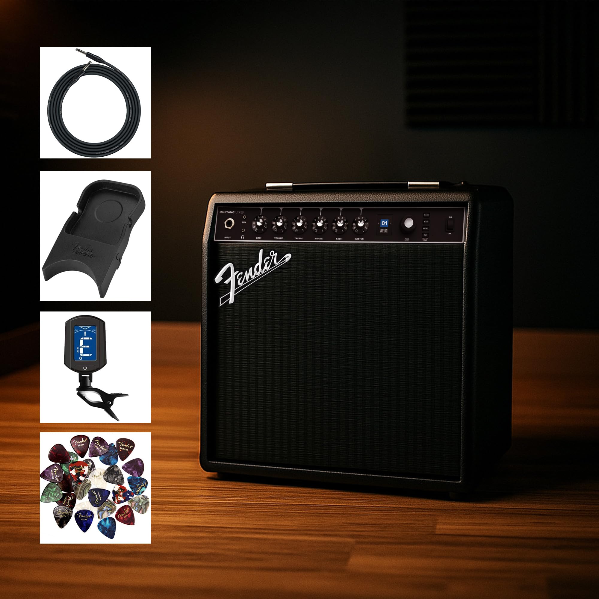 Fender Mustang LTX50 Guitar Combo Amplifier - Black w/ Amperstand Cradle