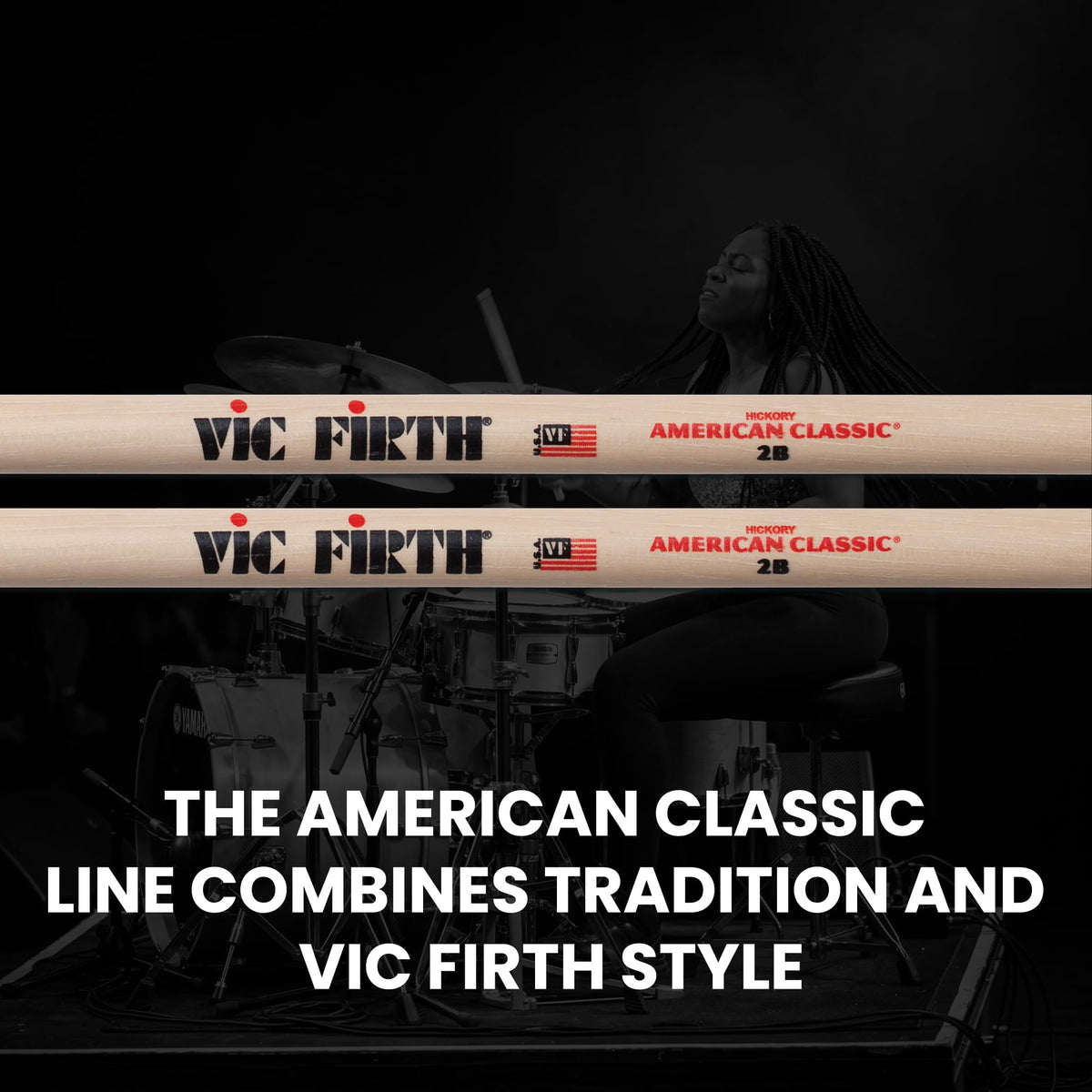 Vic Firth American Classic 2B Drumsticks - 12 Pack w/ Stick Bag