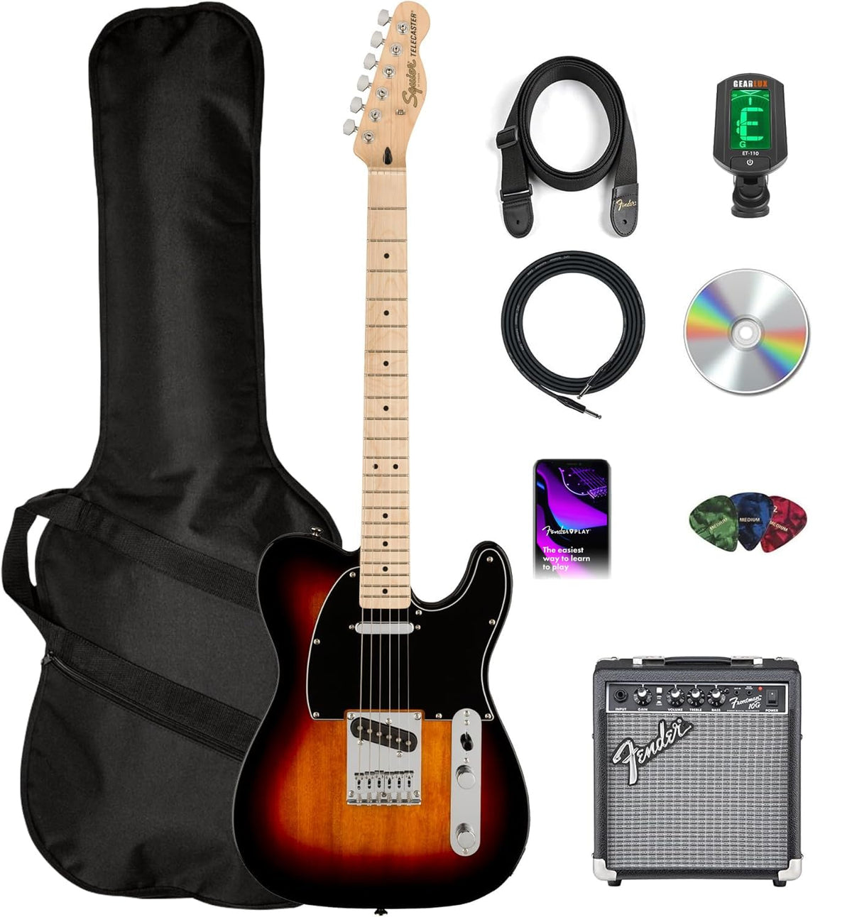 Fender Squier Affinity Telecaster - 3 Color Sunburst w/ Frontman 10G Amplifier