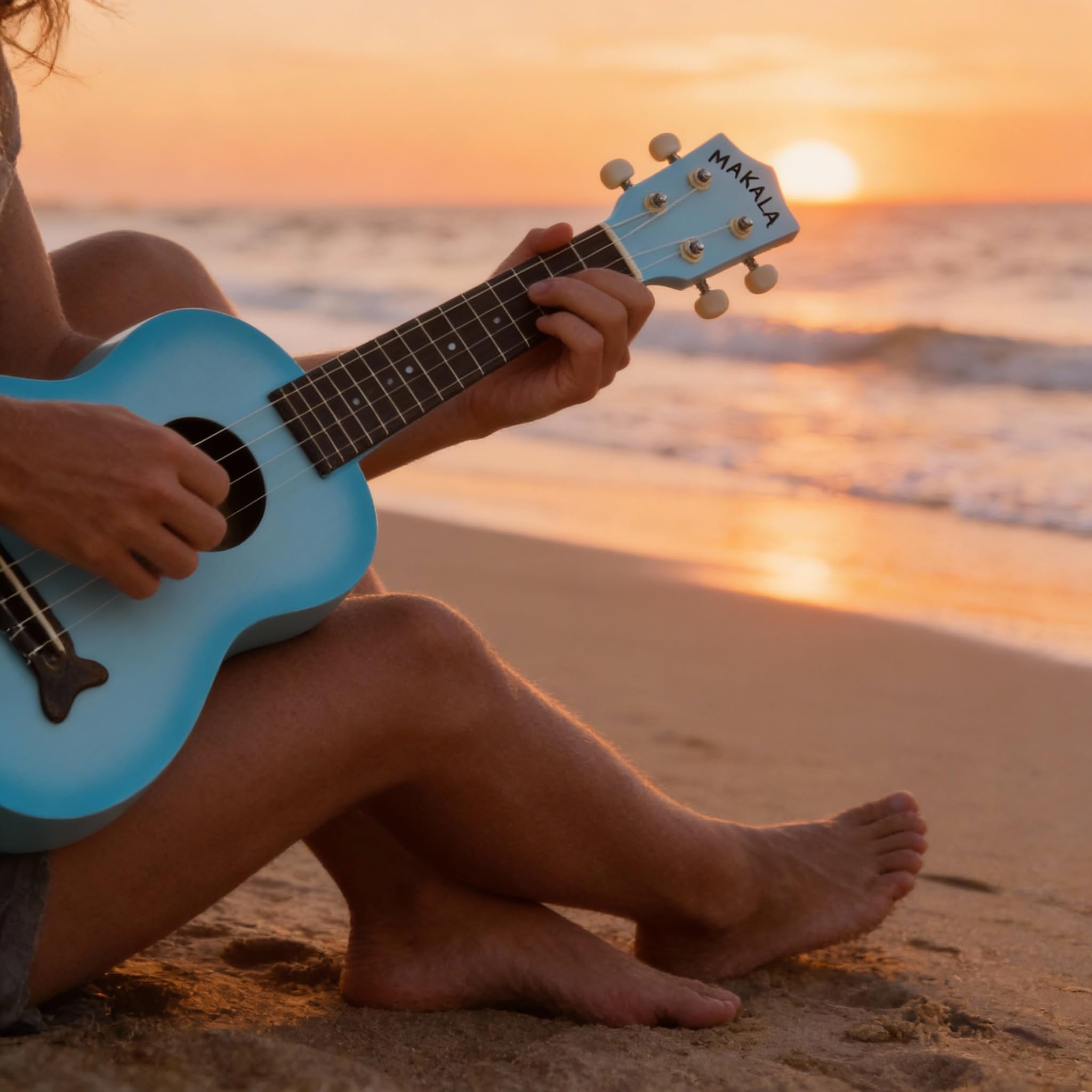 Kala MK-SD Makala Dolphin Soprano Ukulele - Light Blue Burst w/ Gig Bag