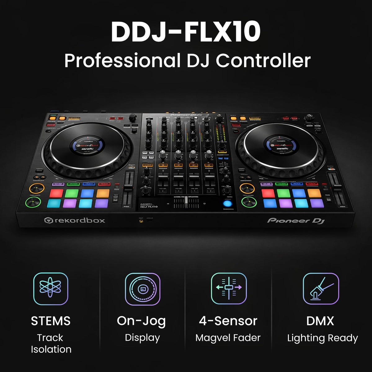 Pioneer DJ DDJ-FLX10 4-Channel Professional DJ Controller - Black w/ Headphones