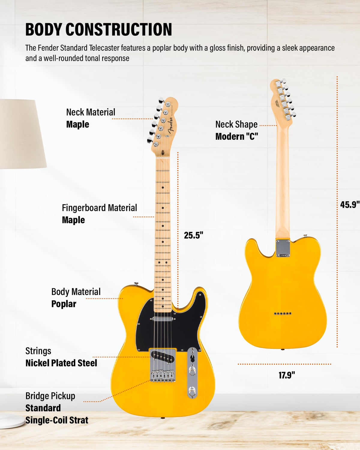 Fender Standard Telecaster - Butterscotch Blonde w/ Guitar Cleaning Kit