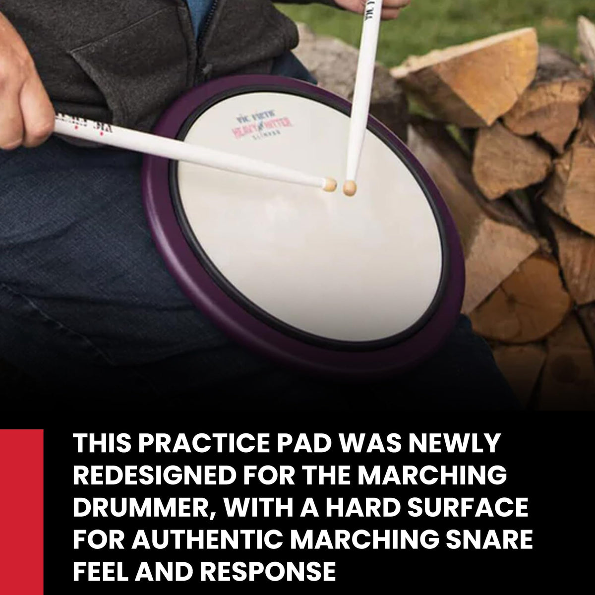 Vic Firth HHPSTR Heavy Hitter Stockpad Practice Pad with Rim