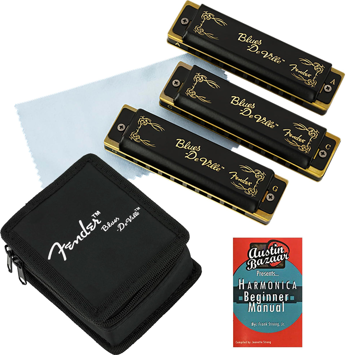 Fender Blues DeVille Harmonica 3 Pack w/ Austin Bazaar Instructional Manual