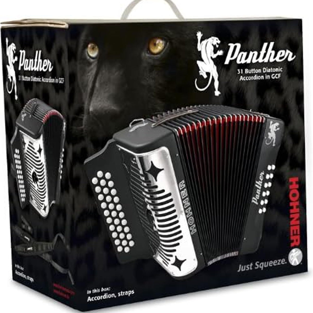 Hohner Panther Diatonic Accordion - Keys G/C/F w/ Gig Bag