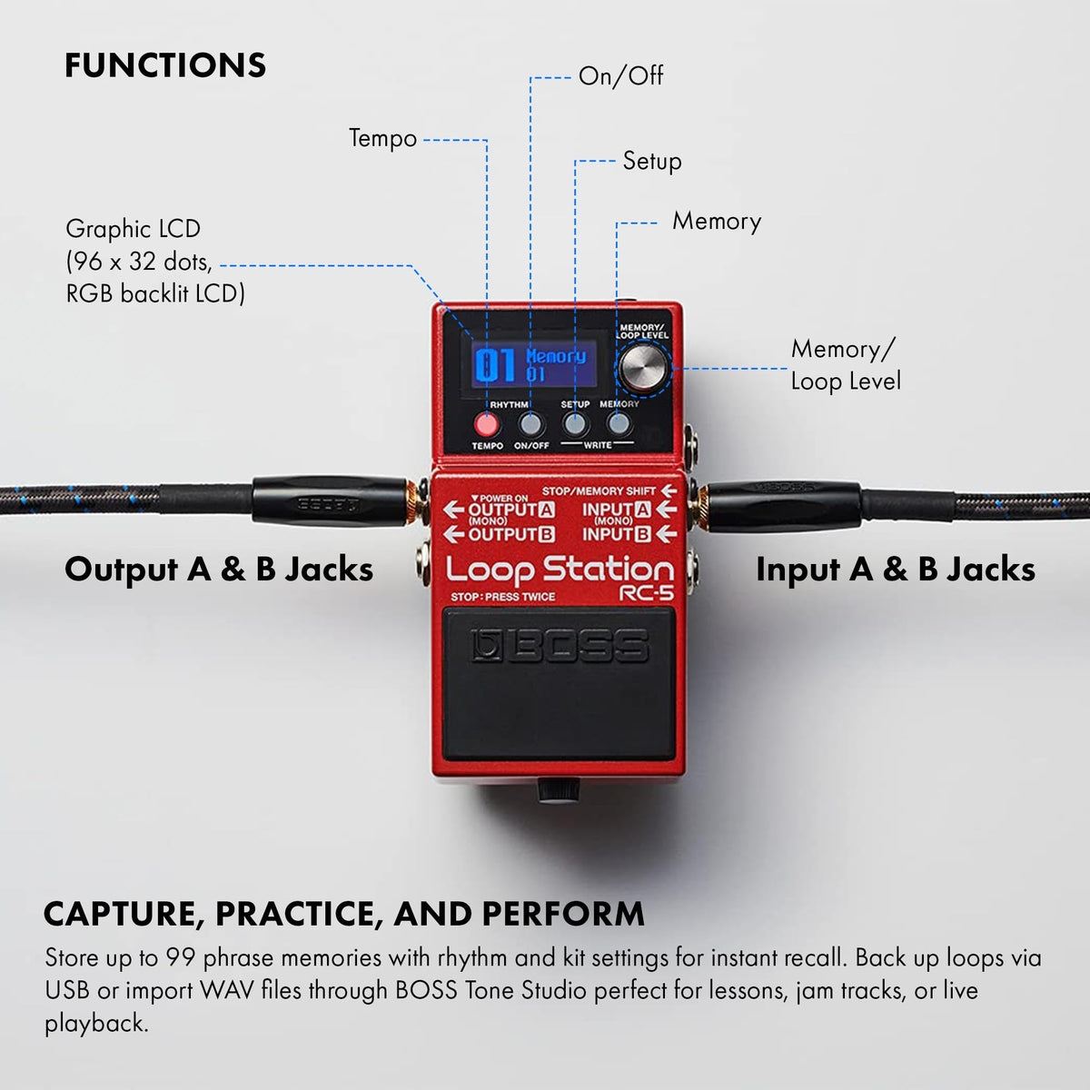 Boss RC-5 Loop Station w/ Instrument Cable