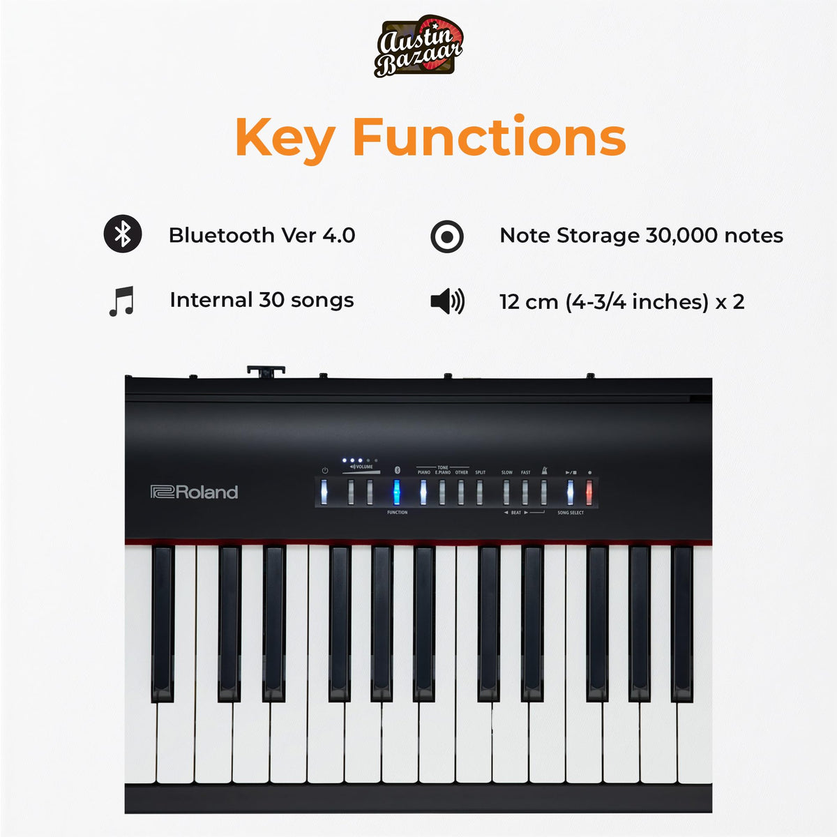 Roland FP-30X 88-Key Digital Piano - Black w/ Adjustable Stand